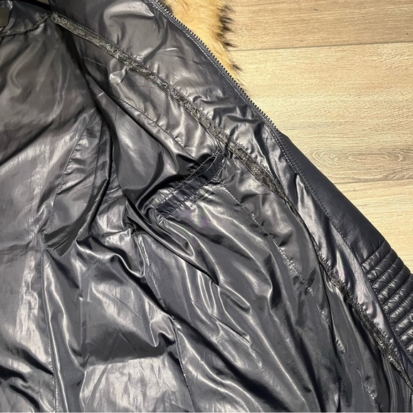 Rudsak navy down winter coat with leather waistband and details - Picture 10 of 16